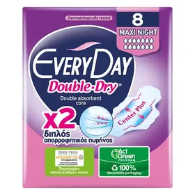 Every Day Hyperdry Σερβιέτες Double Dry Ultra Plus Maxi Night 8τεμ.