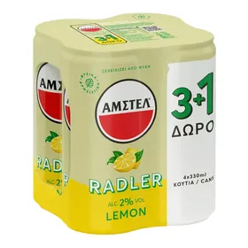 AMSTEL radler lemon 330ml 3+1 δώρο