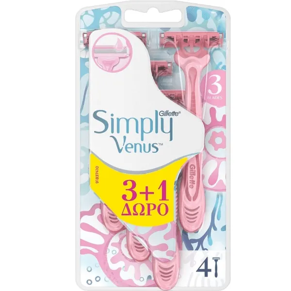 Venus simply smooth γυναικεία ξυραφάκια μιας χρήσης 4τεμ.