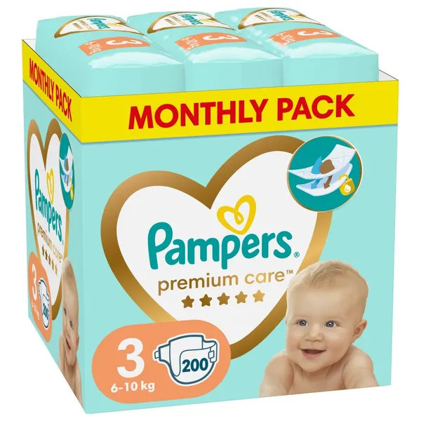 PAMPERS Πάνες Μωρού Premium Care Νο3 Αποκλειστικά Online 200 Τεμάχια