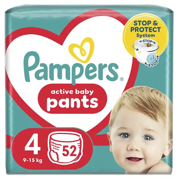 Pampers Pants Πάνες Βρακάκι No4 9-15kg. Jumbo Pack 52τεμ.