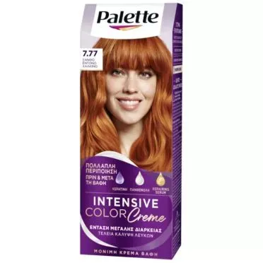 Palette Μόνιμη Κρέμα Βαφή Μαλλιών 7.77 ΞΑΝΘΟ ΕΝΤΟΝΟ ΧΑΛΚΙΝΟ 1 τεμ.