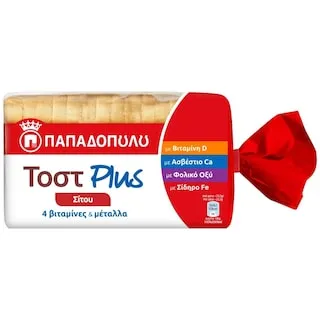 ΠΑΠΑΔΟΠΟΥΛΟΥ Ψωμί Τοστ Σίτου Plus 325g