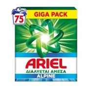 Ariel Alpine Σκόνη Απορρυπαντικό Πλυντηρίου Ρούχων 75μεζ, GIGA PACK