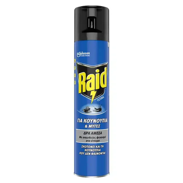 Raid Flying Εντομοκτόνο Σπρέι Για Κουνούπια & Μύγες 300ml.