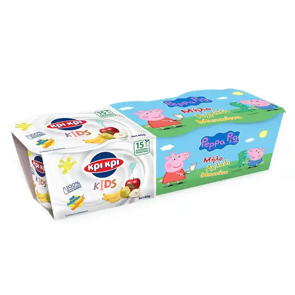 ΚΡΙ ΚΡΙ Peppa Pig 3 Φρούτα Παιδικό Επιδόρπιο Γιαουρτιού 3x140γρ.