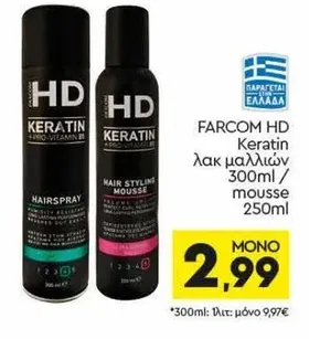 Keratin λακ μαλλιών 300ml / mousse 250ml
