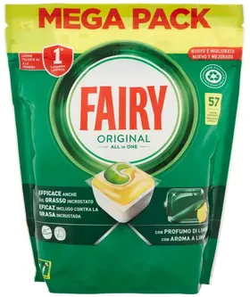 FAIRY CAPS all in one original ταμπλέτες πλυντηρίου πιάτων 57τεμ 770γρ