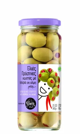 Ελιές Γεμιστές με Πιπεριά σε Άλμη Εδέμ 340 g