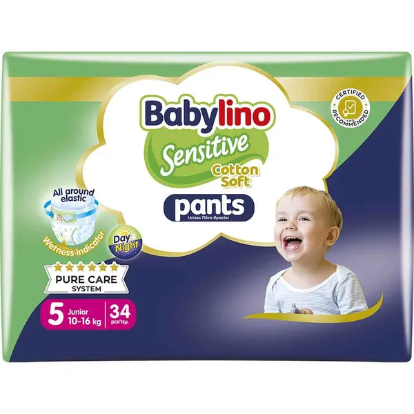 Babylino Sensitive Pants Πάνες Βρακάκι Unisex No5 (10-16kg.) Economy 34τεμ.