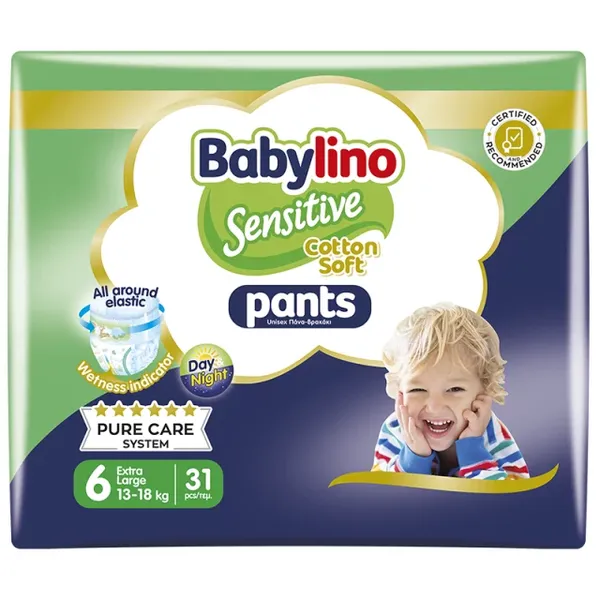 BABYLINO Sensitive Pants No6 13-18kg - 31τεμ. Πάνες βρακάκι
