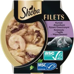 SHEBA Γατοτροφή Filets Κοτόπουλο με Γαρίδες και Ψάρια 60g