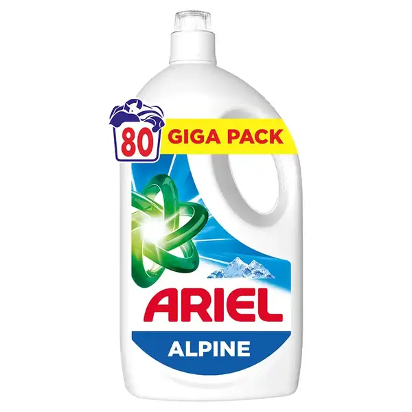 Ariel Alpine Υγρό Απορρυπαντικό Πλυντηρίου Ρούχων 80μεζ, GIGA PACK