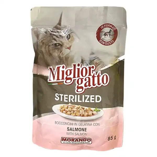 Miglior Gatto Για Στειρωμένες Γάτες Μπουκιές Σολωμού Σε Ζελέ 85γρ.