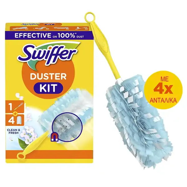 Swiffer Duster Kit Έτοιμη Λαβή +4 Φτερά Ξεσκονίσματος Ανταλλακτικά Fresh