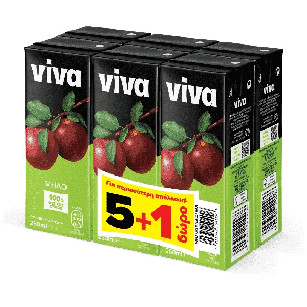 Μήλο 250ml 5+1 (6 τεμ.) 100% Φυσικός Χυμός