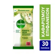 DETTOL Power & Fresh Πανάκια Καθαρισμού Πολλαπλών Χρήσεων Μήλο 30τεμ