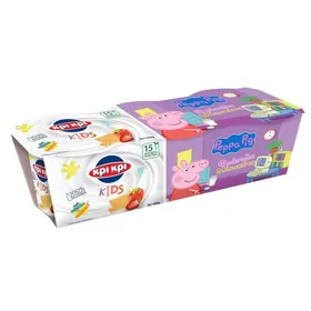 Peppa Pig παιδικό επιδόρπιο 140γρ 3τεμ • φράουλα - μπισκότο / μήλο – αχλάδι – μπανάνα