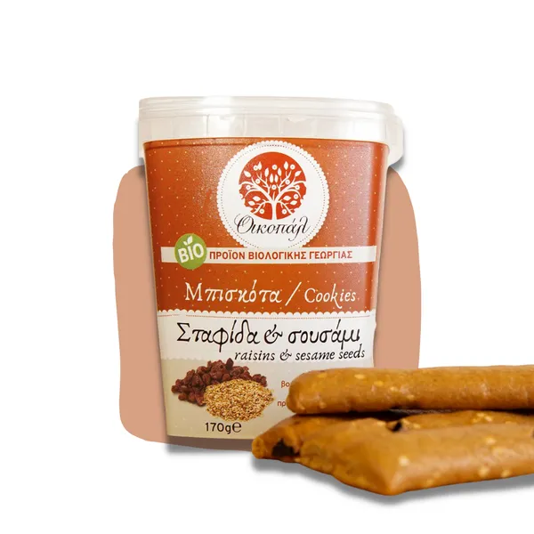 ΟΙΚΟΠΑΛ Μπισκότα με Σταφίδα και Σουσάμι 170 GR