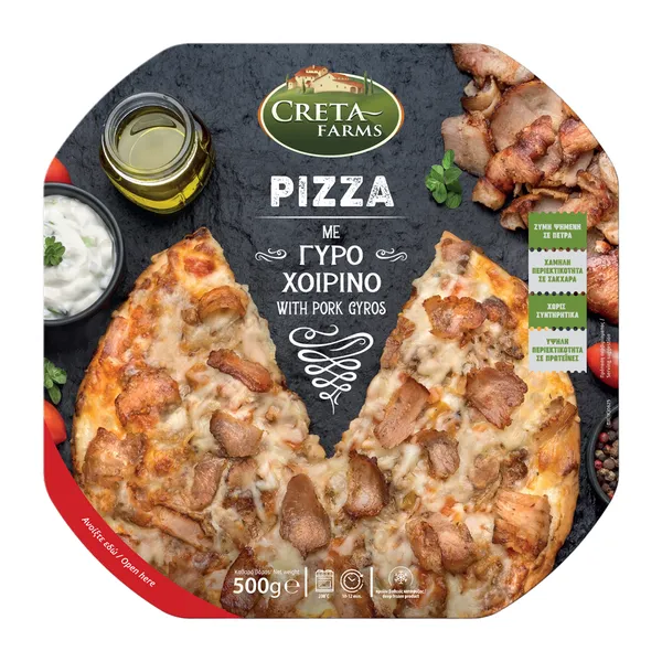 Πίτσα με γύρο χοιρινό ή κοτόπουλου CRETA FARMS 500gr