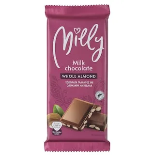 MILLY Σοκολάτα Γάλακτος με Αμύγδαλα 200g