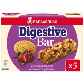 Digestive bars με σοκολάτα γάλακτος & πρωτεΐνη 28g (5τεμ.)