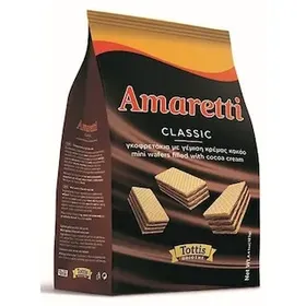 Γκοφρετάκια classic με γέμιση κρέμα κακάο AMARETTI 125gr