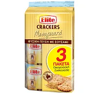 Elite Μεσογειακά Crackers Φυσική Γεύση 3 Χ 105gr  Οικογενειακή Συσκευασία
