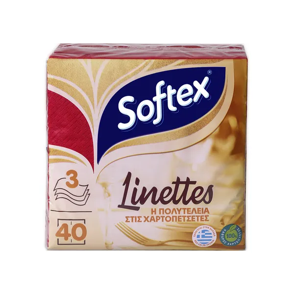Softex® χαρτοπετσέτες Linettes 40 τεμαχίων κόκκινες πολυτελείας