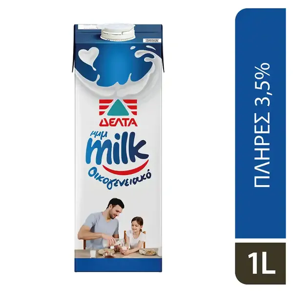 ΔΕΛΤΑ μμμMilk Οικογενειακό Γάλα Υψηλής Παστερίωσης Πλήρες 3,5% 1lt