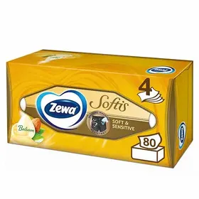 Zewa Χαρτομάντηλα Facial Softis & Sensitive 4Φύλλων 80τεμ.