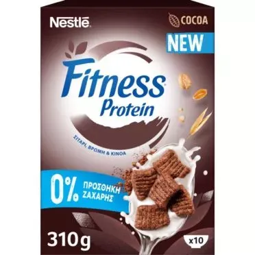 Nestle FITNESS® Δημητριακά Πρωινού Ολικής Άλεσης NO ADDED SUGAR PROTEIN ΜΕ ΚΑΚΑΟ 310g