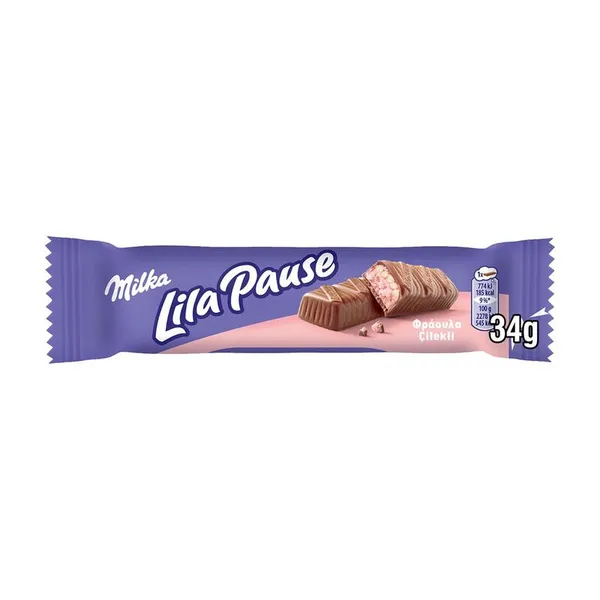 LILA PAUSE Σοκολάτα Milka με Γέμιση Φράουλα 34γρ