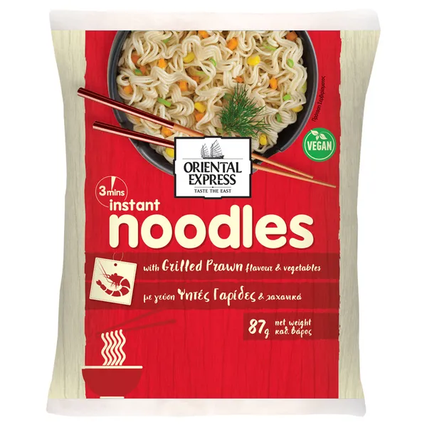 noodles με ψητές γαρίδες