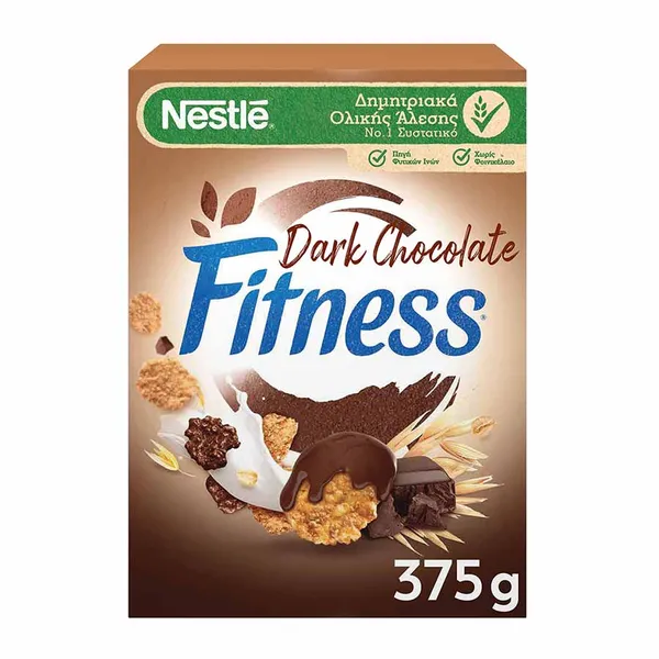 FITNESS Δημητριακά Ολικής Άλεσης Με Μαύρη Σοκολάτα 375gr