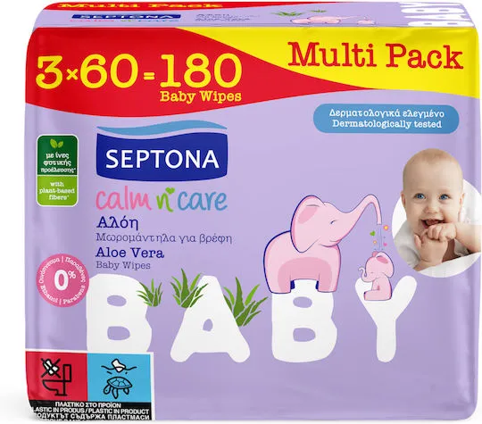 SEPTONA Calm & Care μωρομάντηλα aloe vera 3x60 τεμάχια