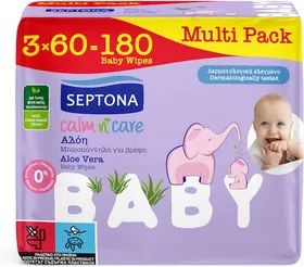 SEPTONA Calm & Care μωρομάντηλα aloe vera 3x60 τεμάχια