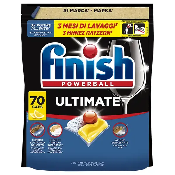 Finish Ultimate Caps Πλυντηρίου Πιάτων Lemon 70τεμ