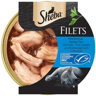 SHEBA Γατοτροφή Filets Κοτόπουλο Τόνος 60g