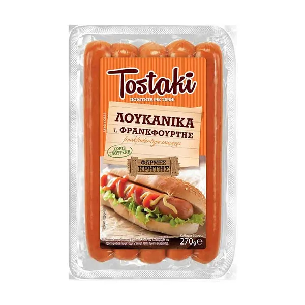 Φάρμες Κρήτης Tostaki Λουκάνικα Τύπου Φρανκφούρτης 270γρ.
