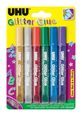 UHU glitter glue blister 6X10ml