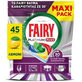 FAIRY Platinum Plus Miracle Κάψουλες Πλυντηρίου Πιάτων Λεμόνι 45τεμ. MAXI PACK