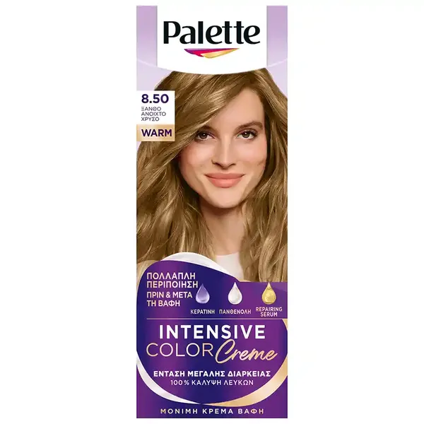 Schwarzkopf Palette Intensive Color Creme Βαφή Μαλλιών No8.50 Ξανθό Ανοιχτό Χρυσό