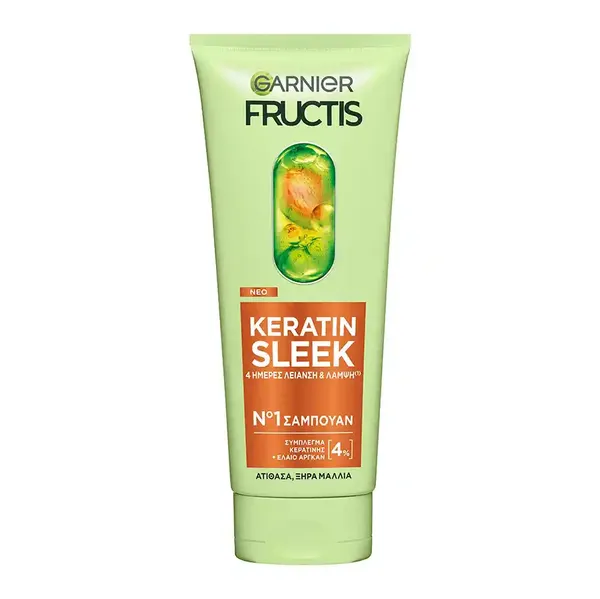 L'oreal Garnier Fructis Σαμπουάν Keratin Sleek Για Ατίθασα Ξηρά Μαλλιά 200ml.