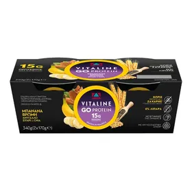 VITALINE GO PROTEIN Μπανάνα, Βρώμη, Αμύγδαλο, Σιτάρι & Chia 0% Λιπαρά 2X170G