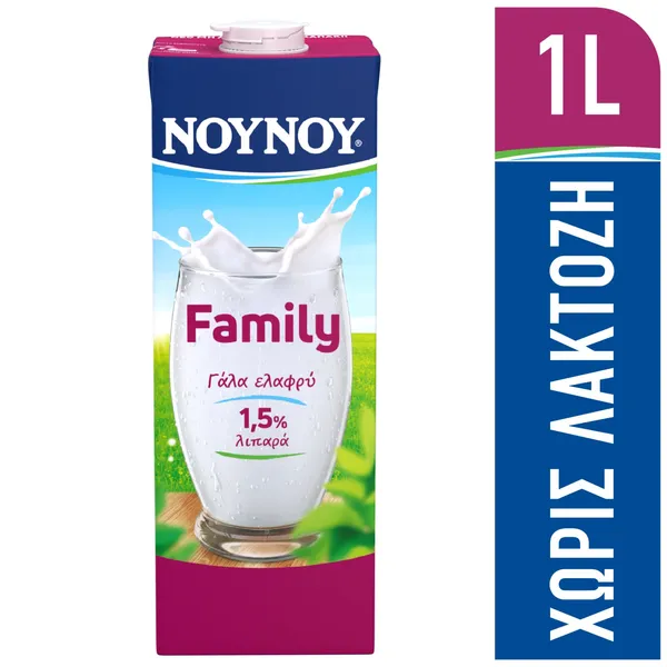 Family αγελαδινό γάλα χωρίς λακτόζη 1,5% λιπαρά 1lt