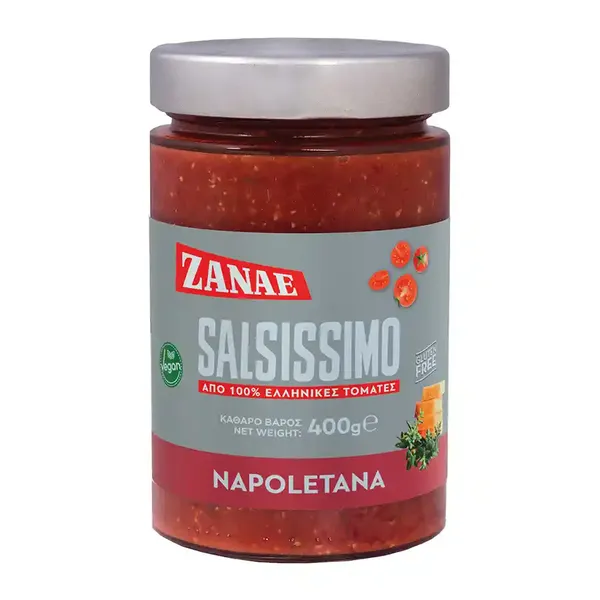 Zanae Salsissimo Σάλτσα Ντομάτας Για Ζυμαρικά Napoletana Χωρίς Γλουτένη 400γρ.