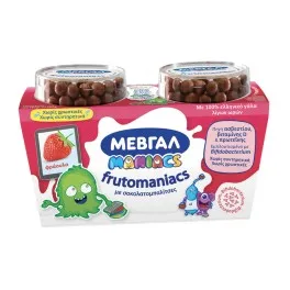 FRUTOMANIACS επιδόρπιο φράουλα ή μπανάνα με σοκολατομπιλίτσες 2x140γρ.