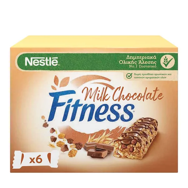 Nestle Fitness Μπάρες Δημητριακών Ολικής Άλεσης Με Σοκολάτα Γάλακτος 6x22,5γρ.