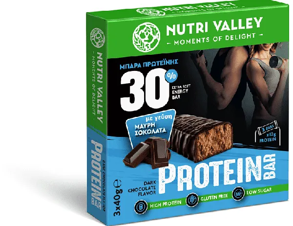 protein bar σοκολάτα γάλακτος ή μαύρη σοκολάτα 3x40γρ.
